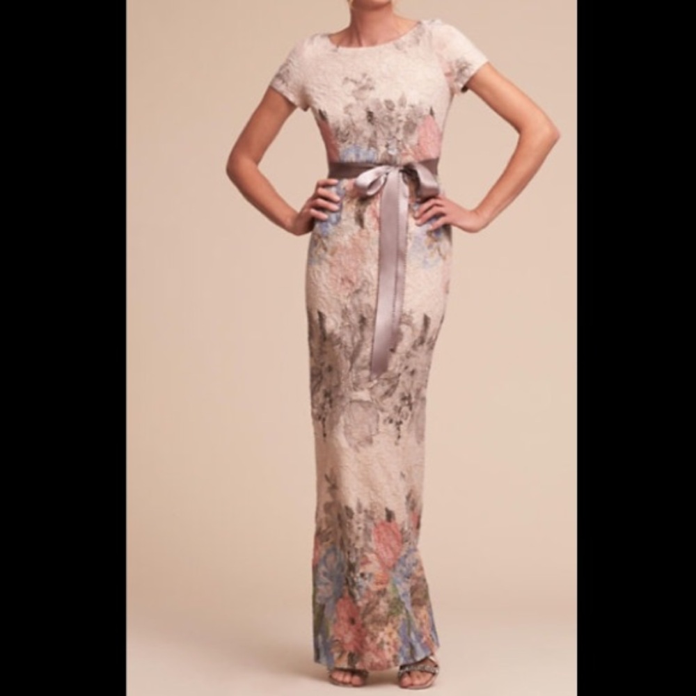 Adrianna Papell Floral Maxi Dress with Satin Belt